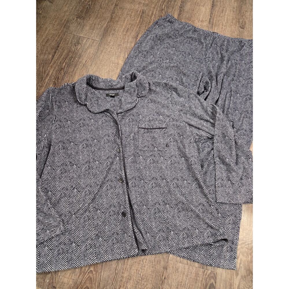 Simply Vera Wang Fleece Black Gray Pajamas Lounge Set Women's XXL